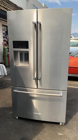 Kitchen Aid 3 Door Stainless Steel Refrigerator With Water and Ice Maker
