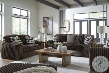 Soft Jumbo Corduroy fabric 2 pc sofa + loveseat set in brown