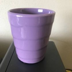 Lavender Gloss Glazed Ceramic Ribbed Plant Pot