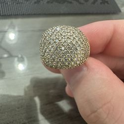 Solid 14k Yellow Gold Ring Iced Out Moissanite Size 8 10.8 Grams Heavy