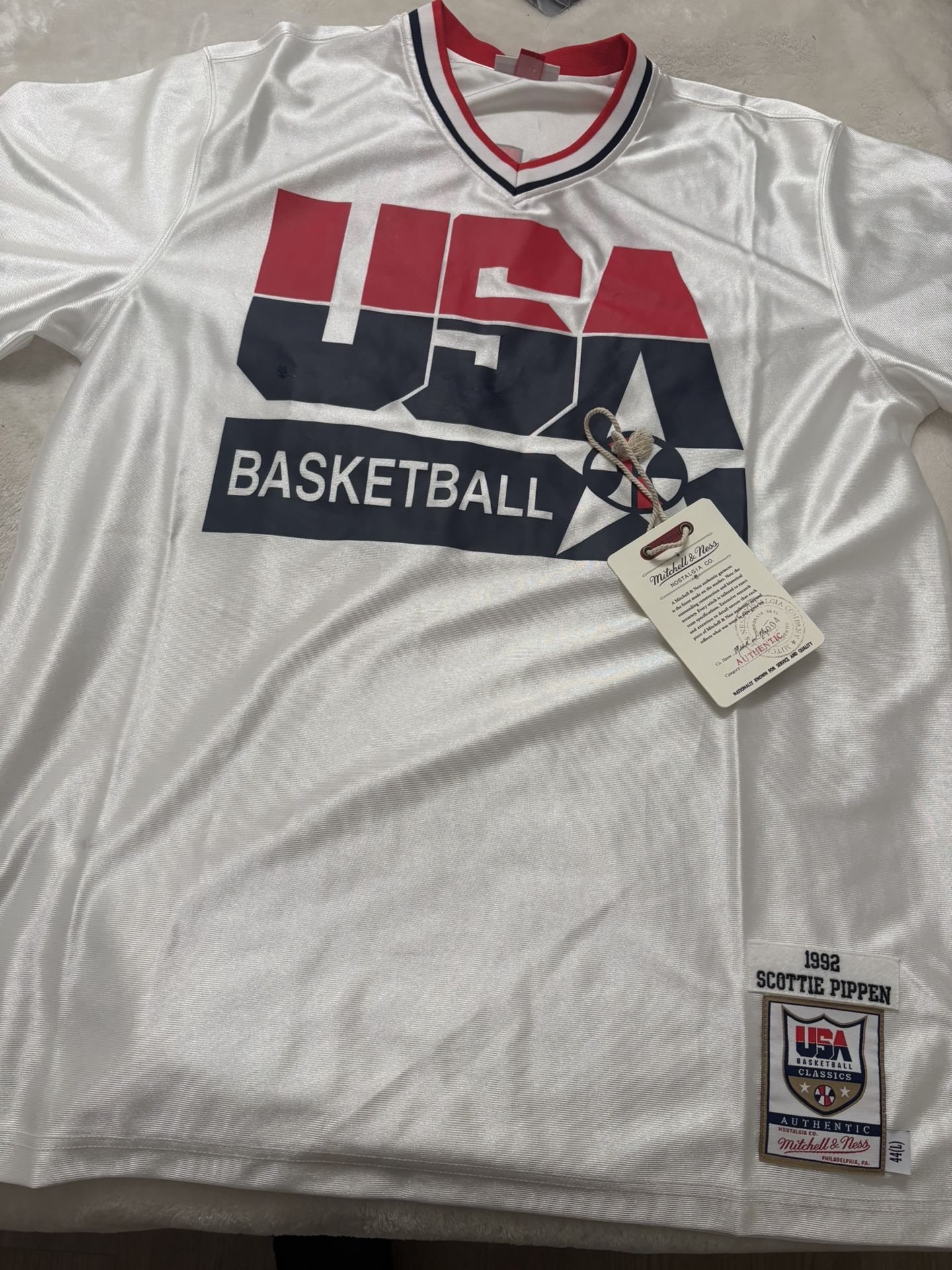 Men's Mitchell & Ness Scottie Pippen White USA Basketball 1992 Dream Team Authentic Shooting Shirt