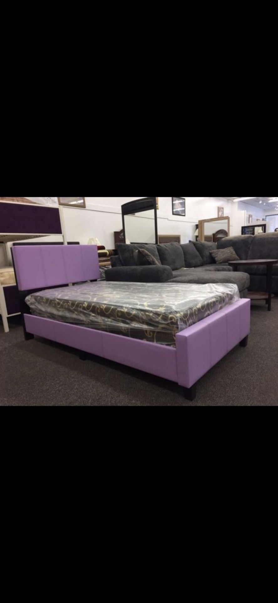 Awesome Deal brand new Twin size Platform Leather Bed with Mattress