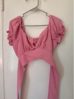 Vaquera Pink Puff Sleeve Crop Top