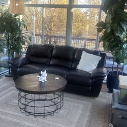 Brown leather recliner sofa