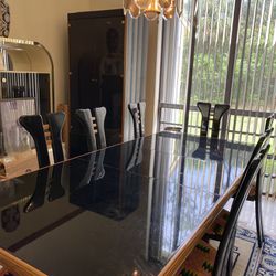Beautiful Black Dining Room Set With 2 Matching Cabinets