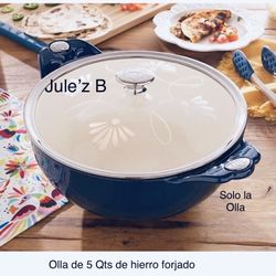 Princess House.  Olla De 5 Qts De Hierro Forjado Nueva En Su Caja 