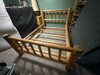 Lodgepole pine FULL bed frame, bench, box spring