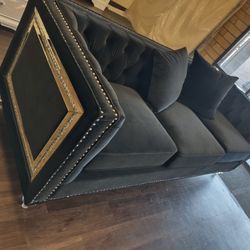 Brand New Black Velvet Couch 