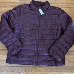 GAP ColdControl Puffer Jacket Women’s XL Maroon Water Resistant Quilted New