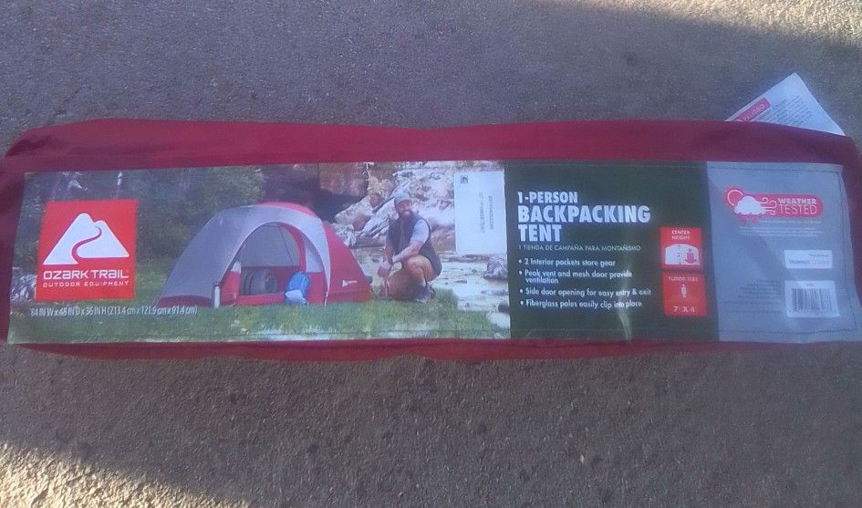 Ozark 1 person Backpacking Tent Unopened 
