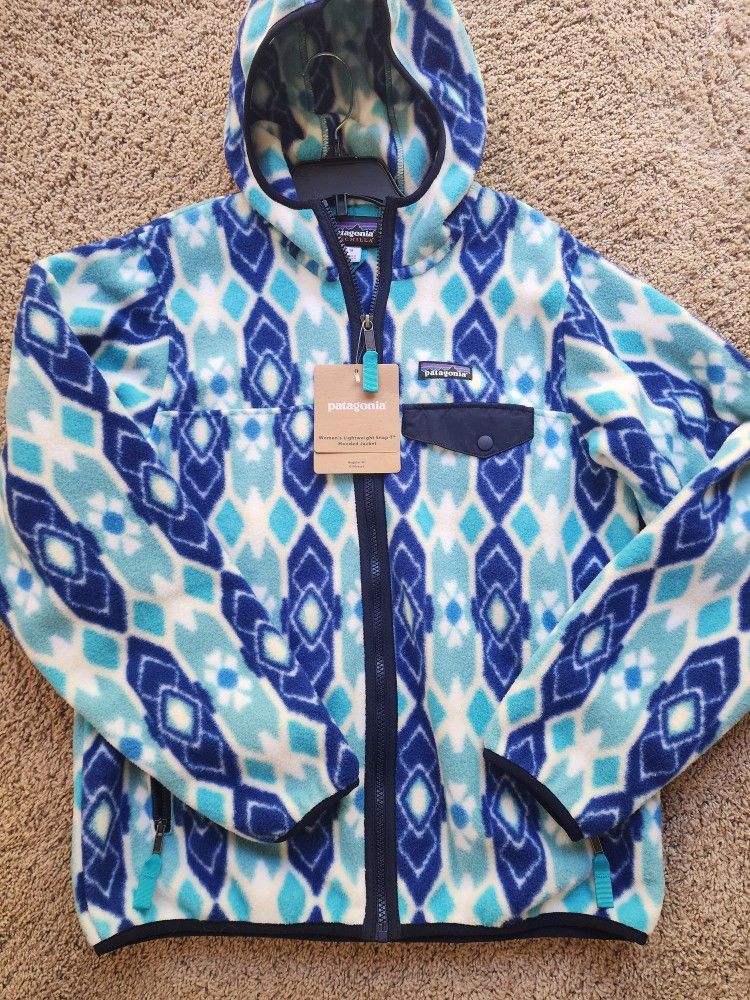 New Women Patagonia Fleece Hooded Snap-t Jacket M Med