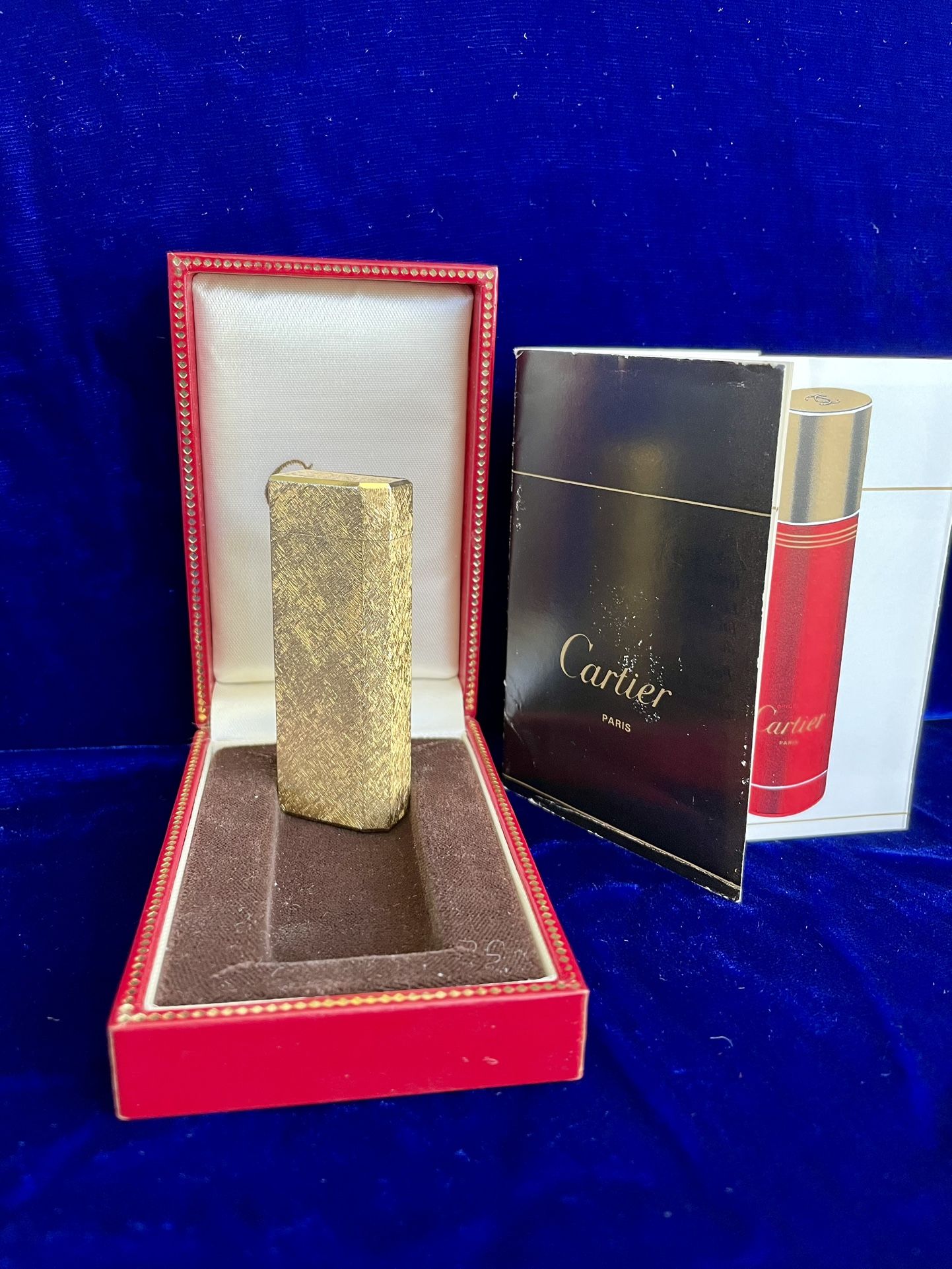 Vintage Brushed Pentagon Gold Cartier Lighter Super Mint Condition Works 1 Year Warranty