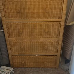 4 Drawer Wicker Dresser