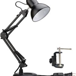ShellKingdom Architect Task Lamp, Adjustable Swing Arm Desk Lamp with Clamp, Classic Desk Lamp for Home Office Reading (white with rose gold)