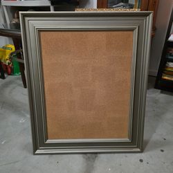 Large Silver Framed Cork Pin Board