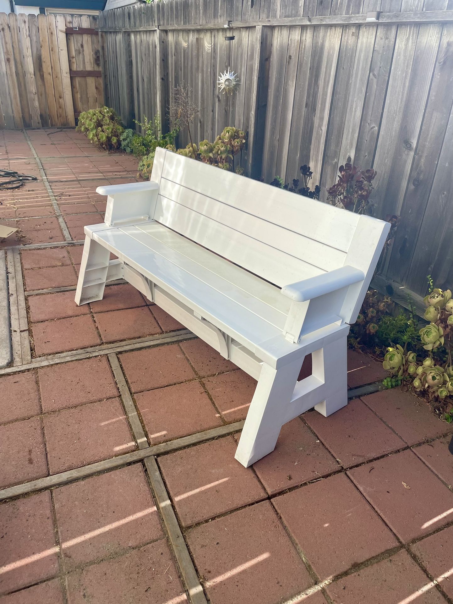Cute White Bench Converts To Table