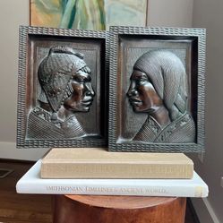 Set Of Native Handcrafted Mahogany Art 11.5” x 9"( firm on price )