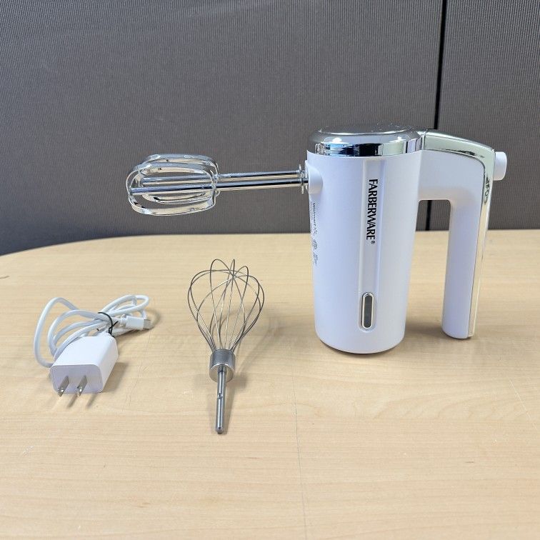Farberware Cordless Rechargeable 3 Speed Hand Mixer, White for Sale in