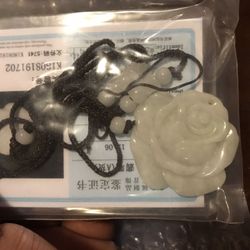 Jade rose pendant necklace