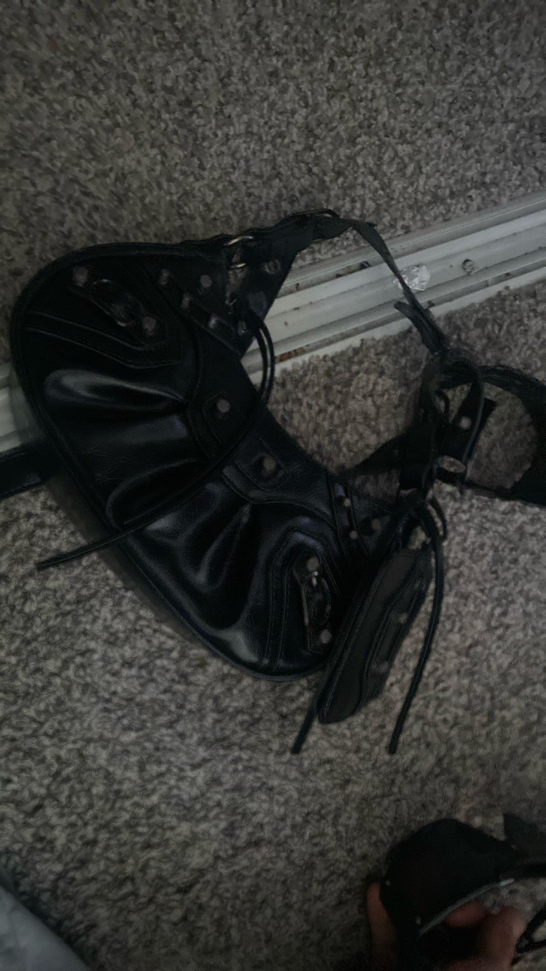 black studded leather bag