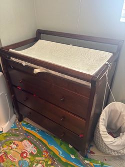 Dark Wood Baby Changing Table with Dresser