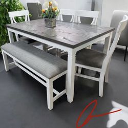 New! Solid Wood Dining Dinette Set !! With Bench! 