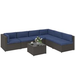 Comfy 7-Piece Outdoor All-Weather Rattan Sectional Set