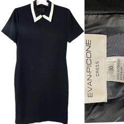 Evan Picone collar sheath lining dress women Size 10 black/white