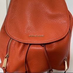 CODE ORANGE: Pumpkin Orange Michael Kors Backpack Purse Handbag 