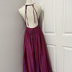 11. Taffeta Long flowy Dress Fuchsia Color.  Size 10.  Waist 74 Cm,,, Sharen Brand
