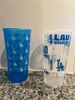 LA Dodgers Stadium Souvenir Cups Lot of 2 Plastic Tumblers Wordmark + Blue LA