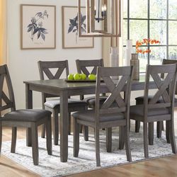BRAND NEW 6 CHAIR DINING TABLE WITH CHAIRS 