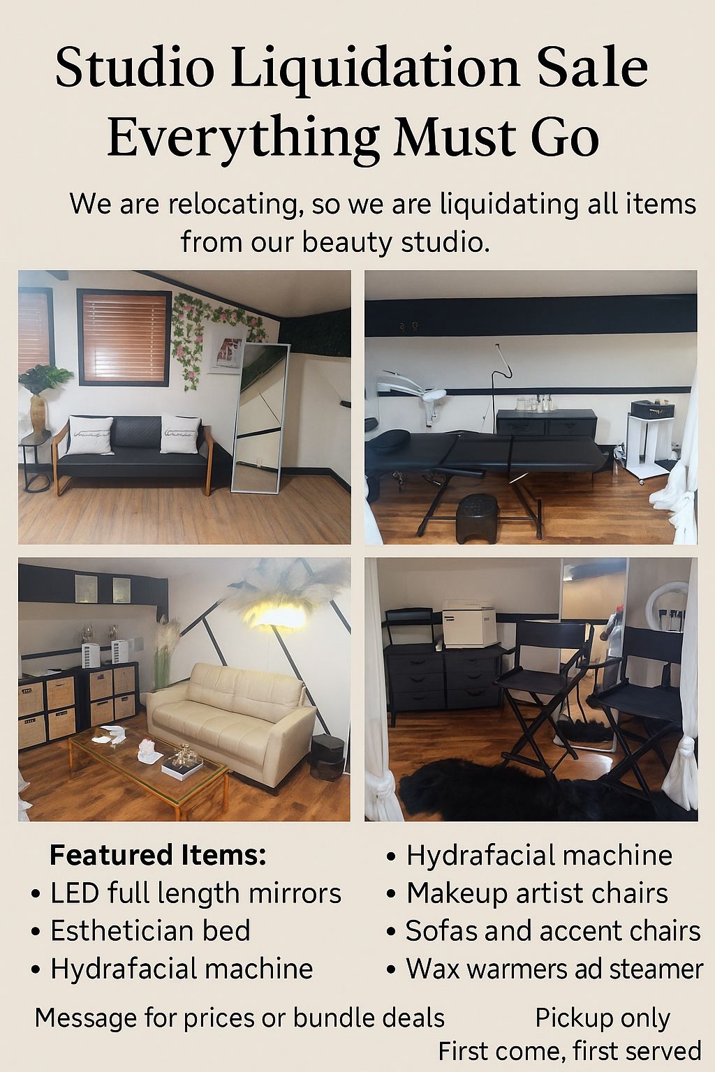 Beauty Studio Liquidation Sale