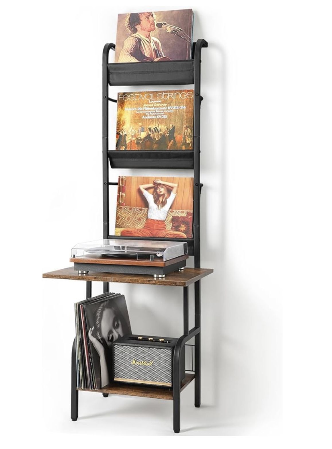 Record Player Stand With Vinyl Storage