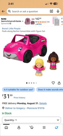 Barbie little people convertible car