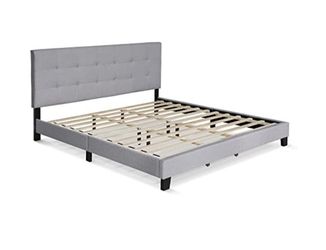 King Upholstered Platform Bed Frame – (Brand New / In Box) (No Mattress)