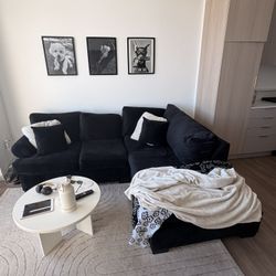 Modern Black Velvet Sectional Left Chase