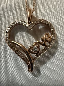 Rose gold 10k love necklace