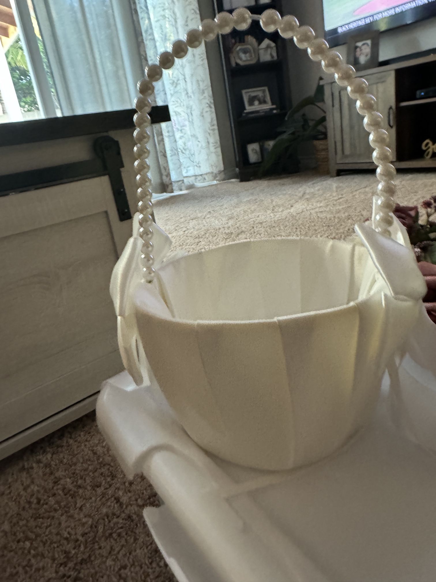 Small Ivory Flower Girl Basket & Flower Girl Crown