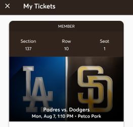 Padres Dodgers Game For Monday Aug. 5th