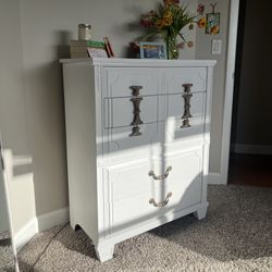 Vintage White Dresser with Antique Brass Hardware