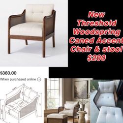 New Accent Chair & Stool by Threshold $200 only 1 original price $360 East Palmdale 