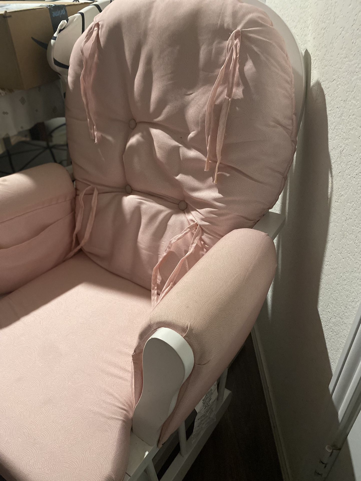 Beautiful White And Pink Rocking Chair