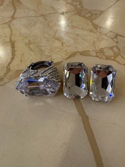 Oversized Vintage Statement Cocktail Ring with Matching Earrings