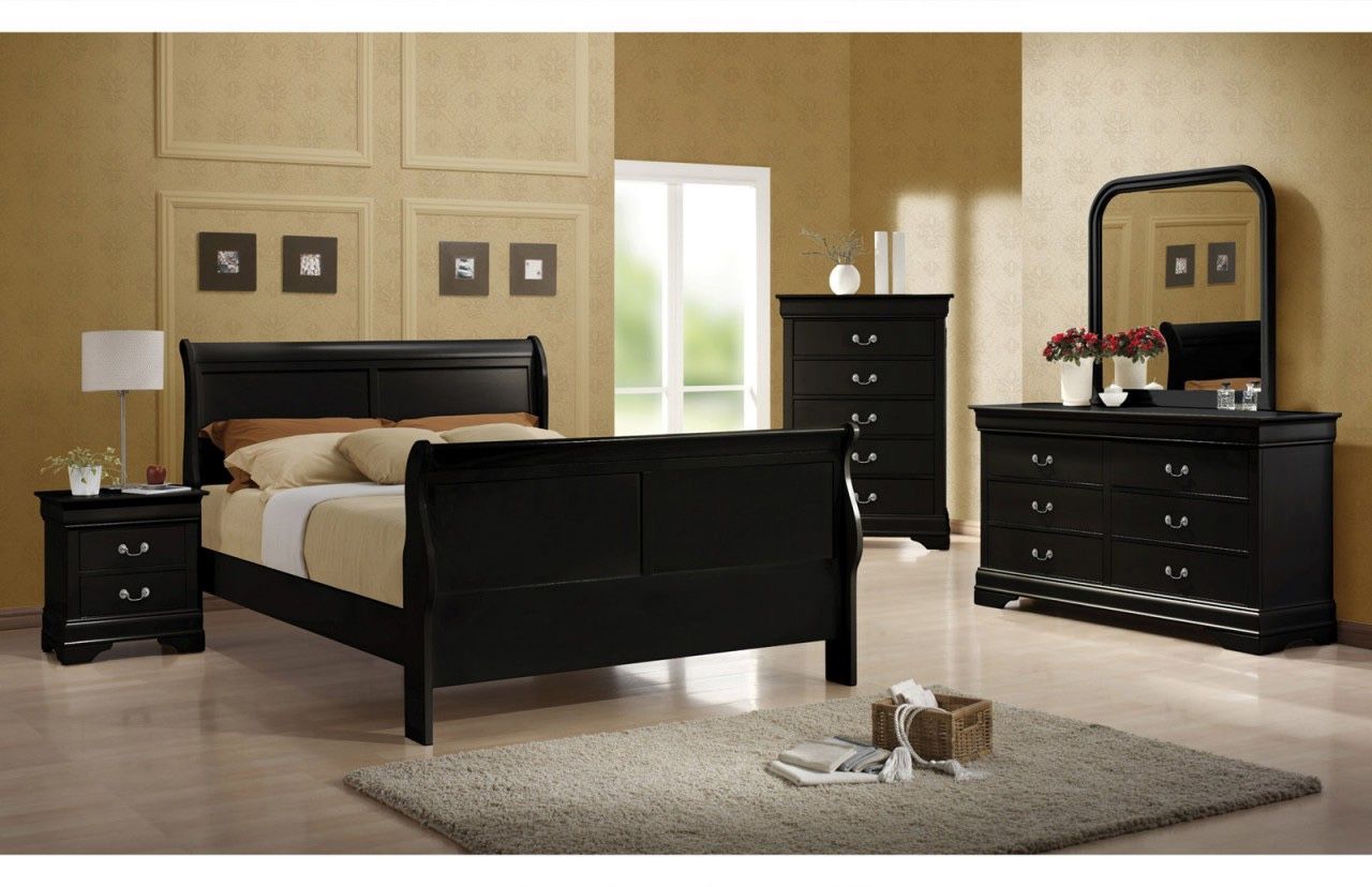 Full Size Black Contemporary Bedroom Set