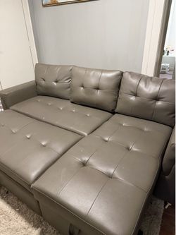 Faux Leather Sectional Couch - w/ storage