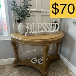 Traditional Wood Demi-Lune Console Table Modern Farmhouse (SELLING FOR $70)OBO