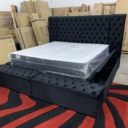 New In Box King Bed Frame With Mattress (Read Description Below)