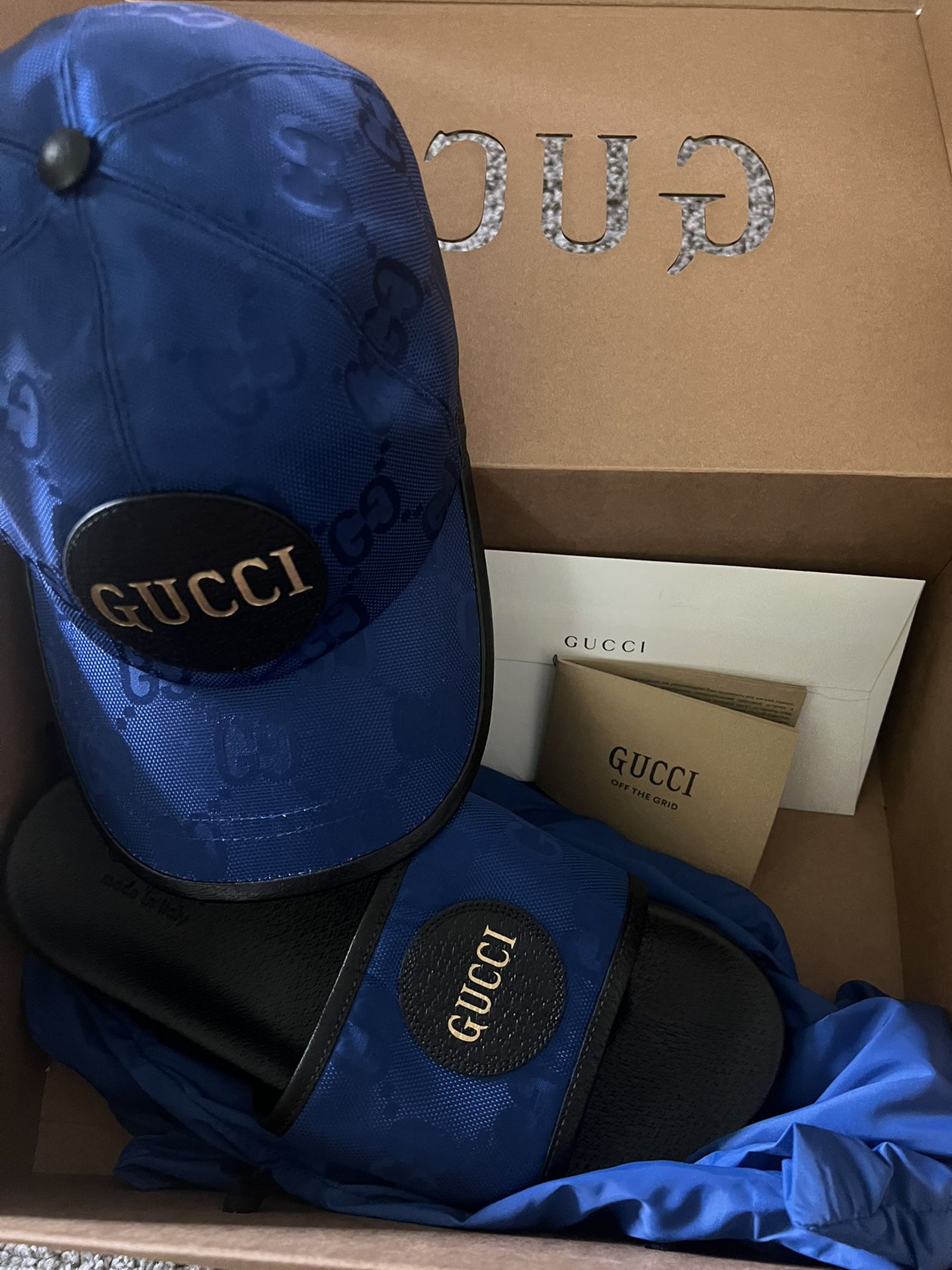 Gucci hat with matching sandals