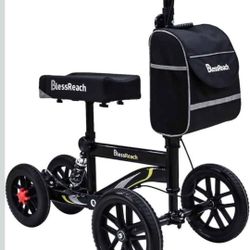 BlessReach All Terrain Foldable Knee Scooter Walker, Disc Brake Knee Walker for Foot Injuries Compact Crutches Alternative